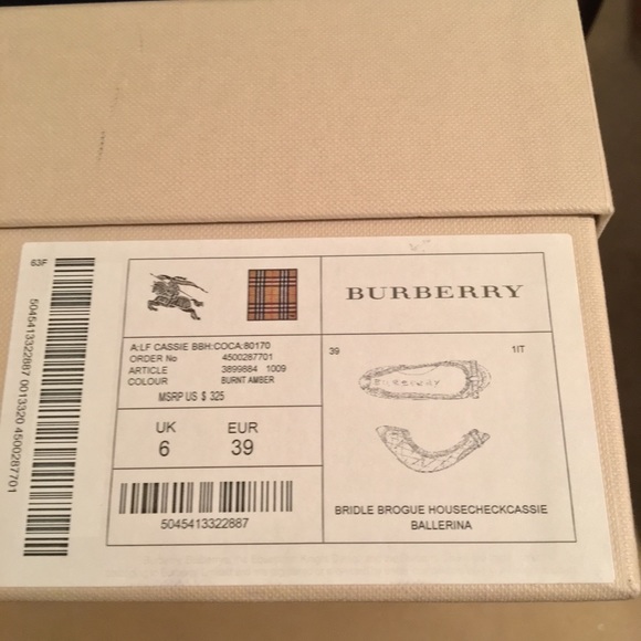 BURBERRY NWT AUTHENTIC GENUINE LEATHER HOUSE CHECK BALLET FLATS - Picture 17 of 17